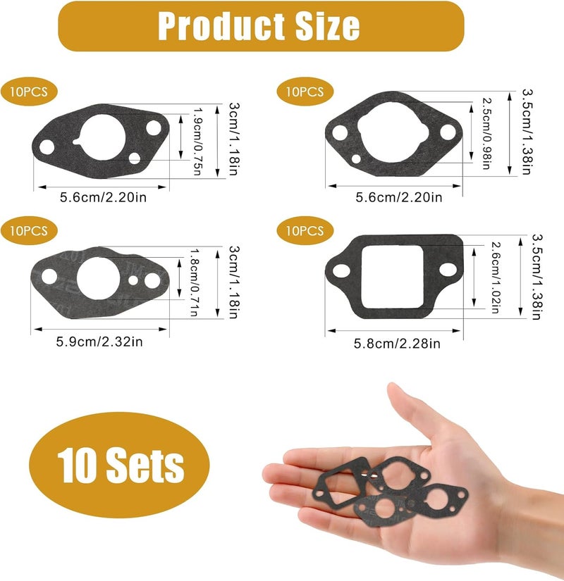 TNJPSEK 10 Sets GCV160 Carburetor Gasket Kit, Compatible with GCV135 GCV160 GCV190 Lawn Mower Small Engines HRS216 HRB216 HRR216 HRX217, Replace Part #16221-883-800 16212-ZL8-000 16228-ZL8-000 - Image 3